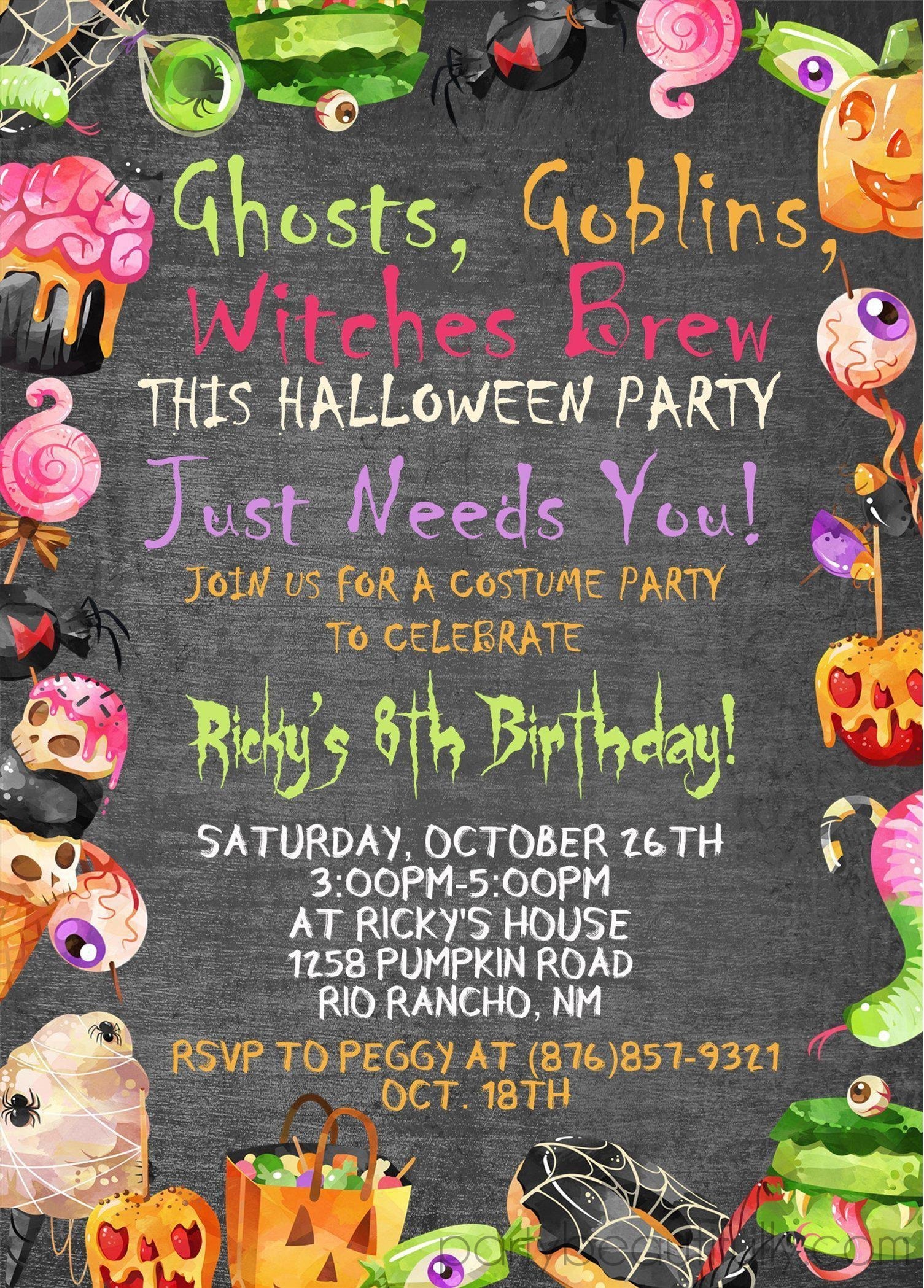 Kids Halloween Birthday Party Invitations