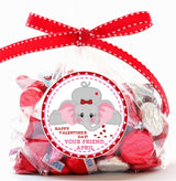 Kids classroom elephant Valentine favor sticker