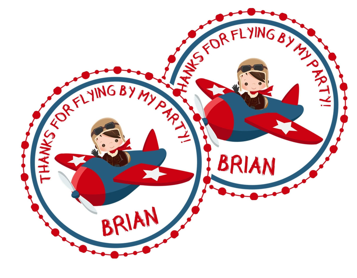 Kids flying theme birthday sticker