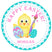 Kids happy easter stickers with chick