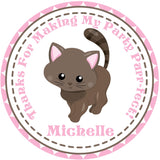 Kitten birthday sticker for girls