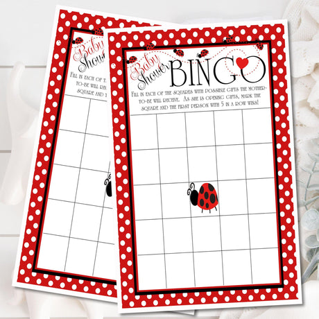 Ladybug Baby Shower Bingo Cards
