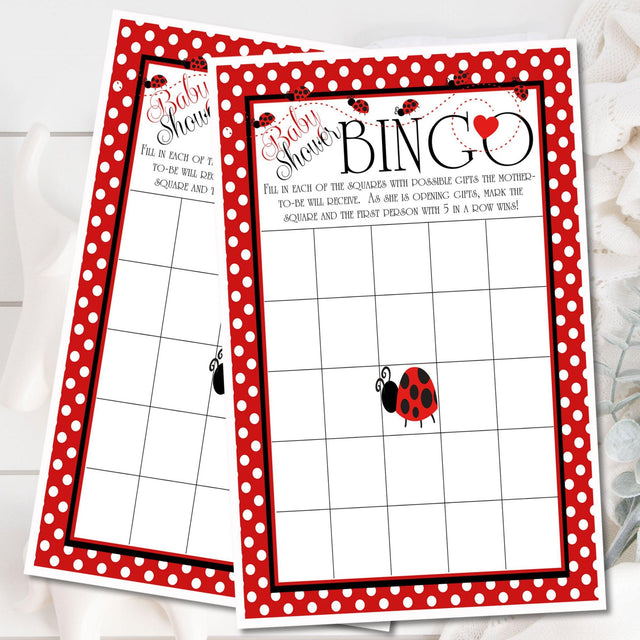 Ladybug Baby Shower Bingo Cards