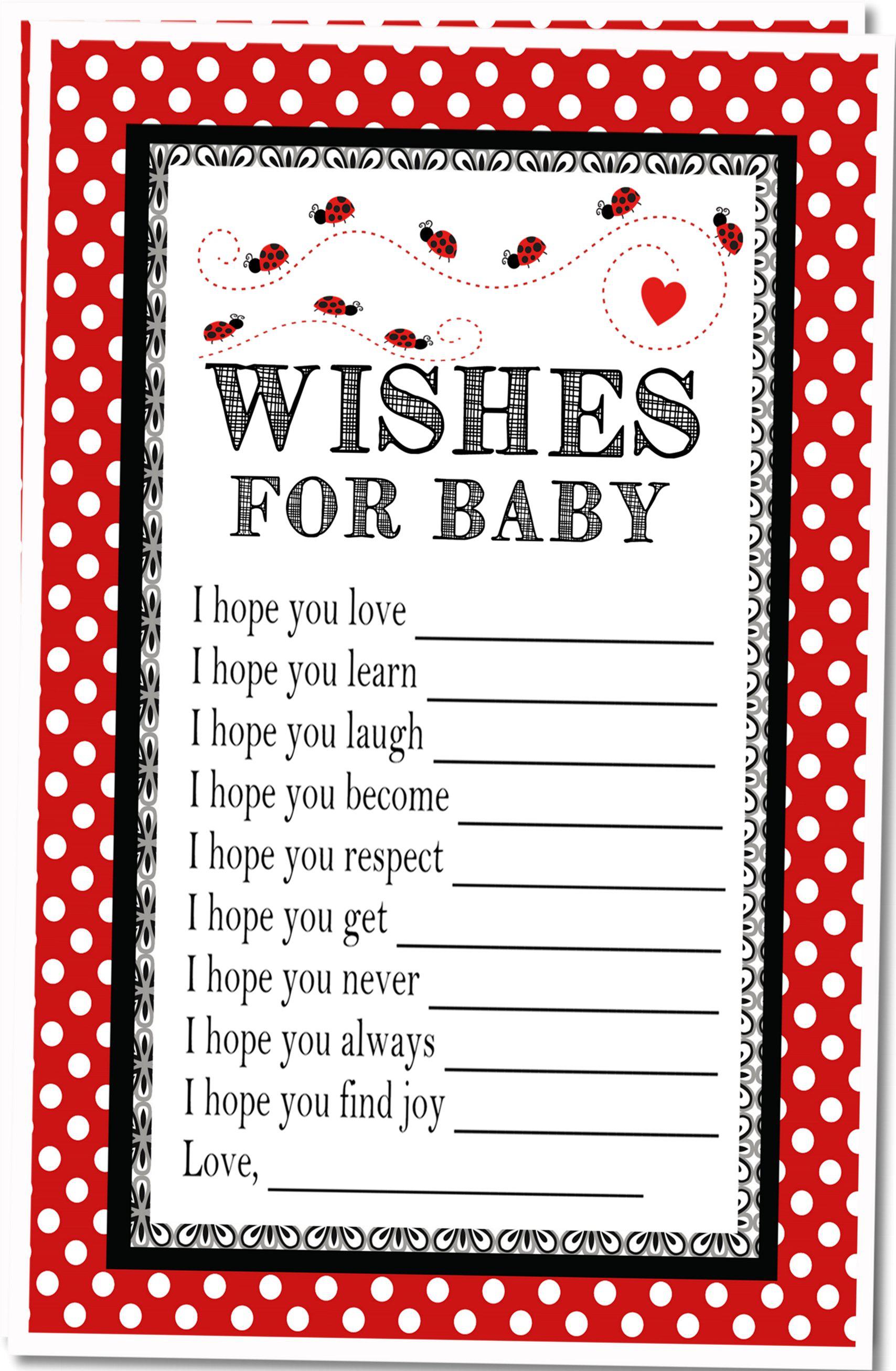 Ladybug Baby Shower Wish Cards
