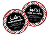 Ladybug theme party favor label with name