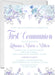 Lavender Floral First Communion Invitations
