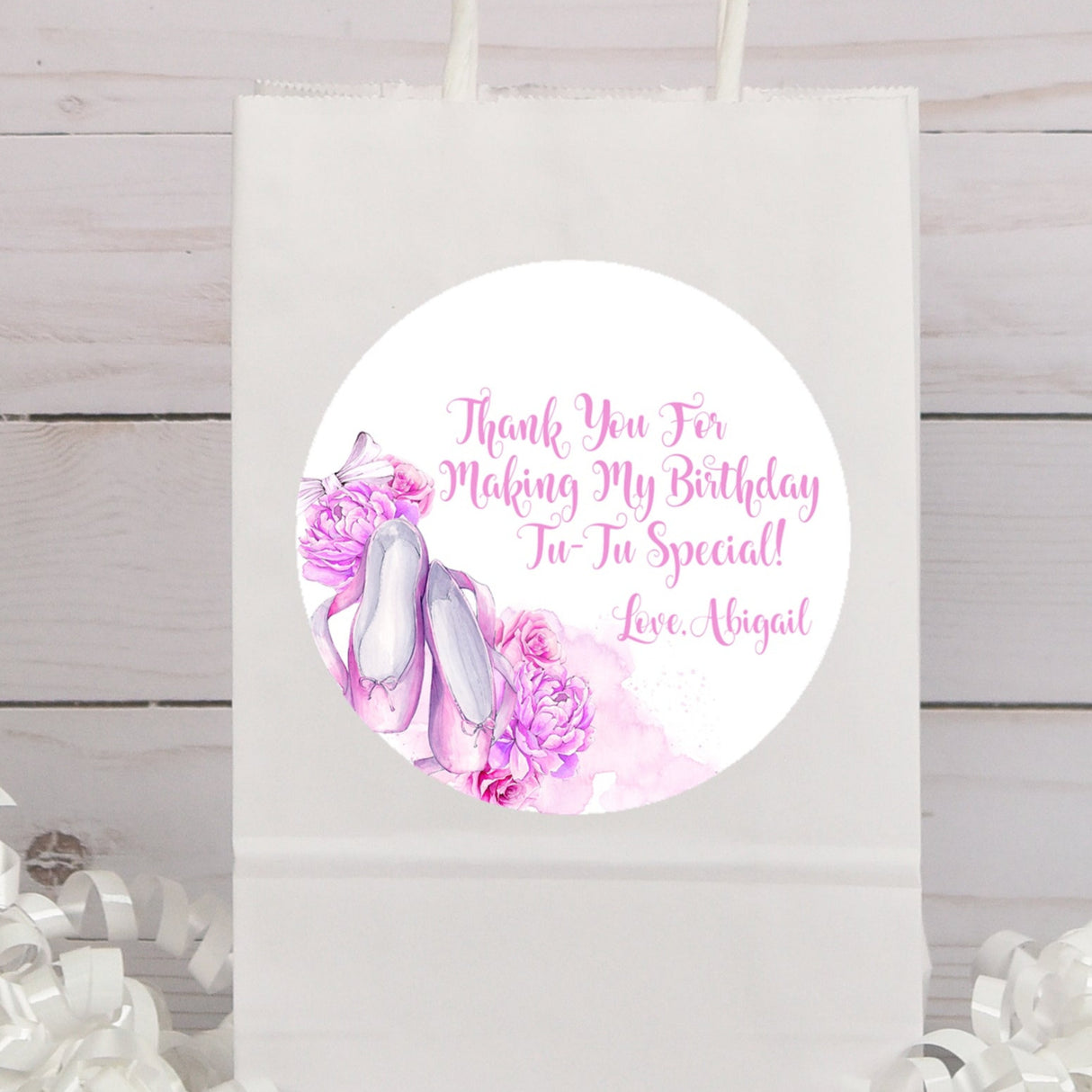 Lavender ballet slippers birthday sticker design