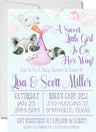 Lavender raccoon baby shower invitations