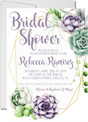 Lavender succulent bridal shower invitation with botanical accents