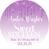Lavender sweet 16 birthday stickers