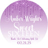 Lavender sweet 16 birthday stickers