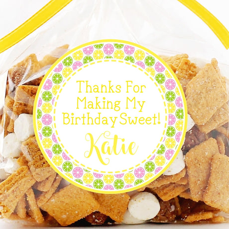Lemonade themed party favor sticker personalized