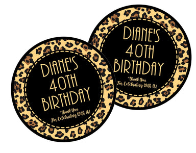 Leopard Birthday Party Stickers Or Favor Tags