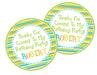 Lime & Blue Striped Birthday Party Stickers Or Favor Tags