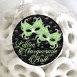 Lime green masquerade mask sticker with rhinestone-style details