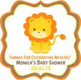 Lion baby shower sticker favor label