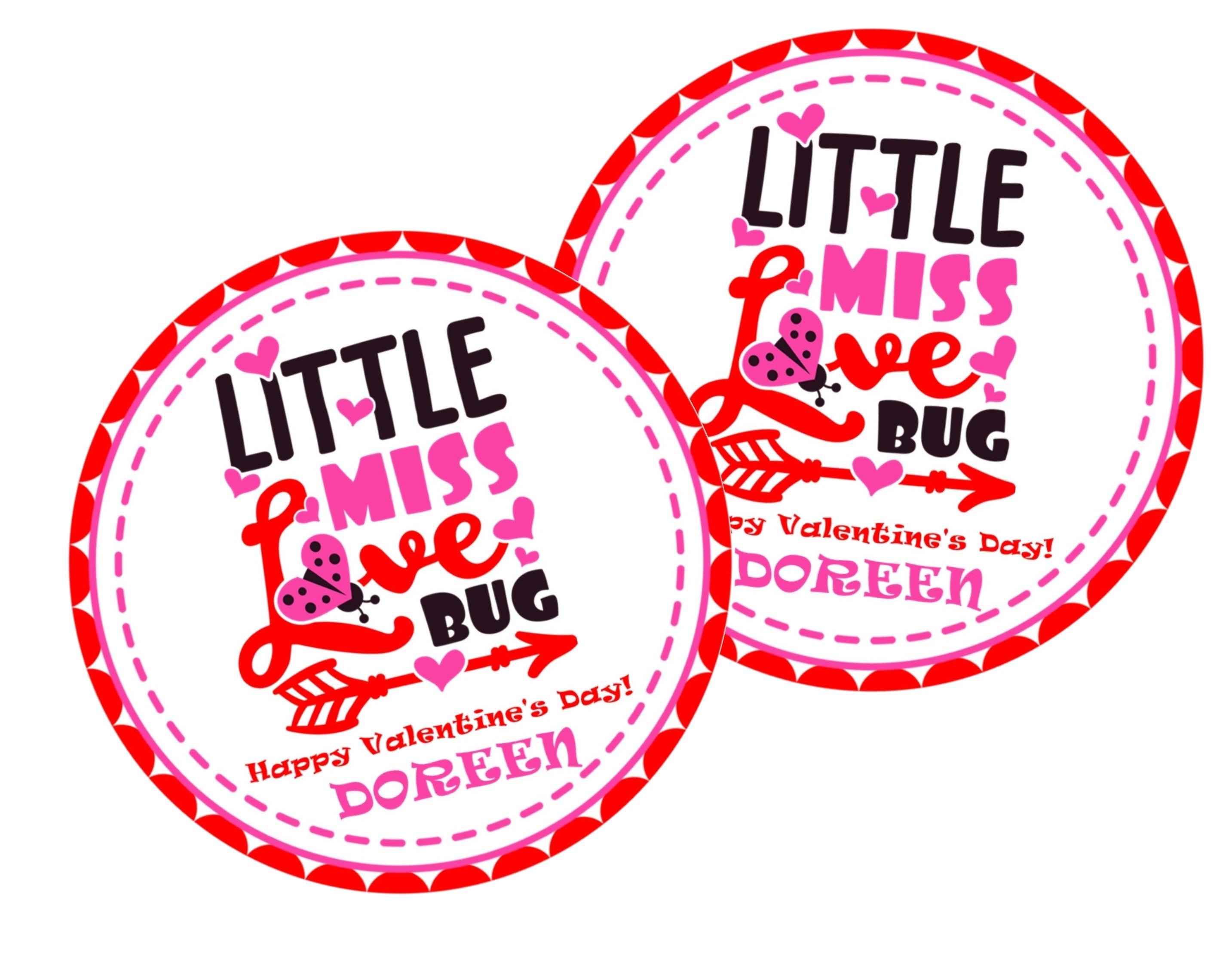 Little Miss Love Bug Valentine's Day Stickers