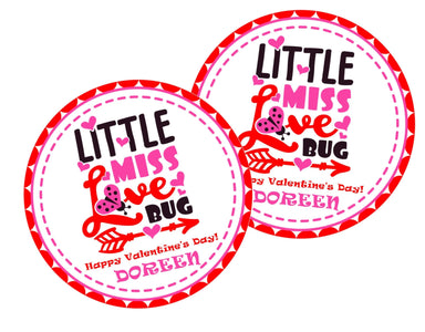 Little Miss Love Bug Valentine's Day Stickers