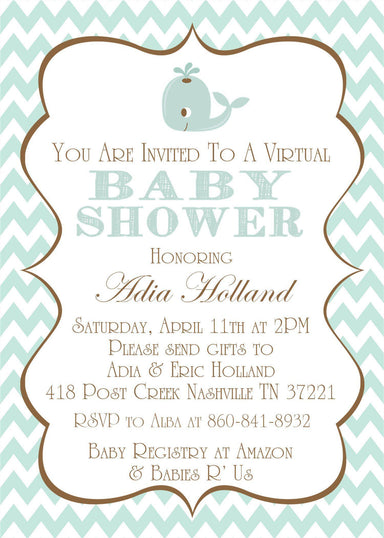 Little Whale Baby Shower Invitations