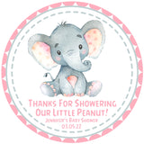 Little peanut baby shower favor labels with elephant illustration