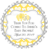Little peanut baby shower favor labels with yellow elephant design