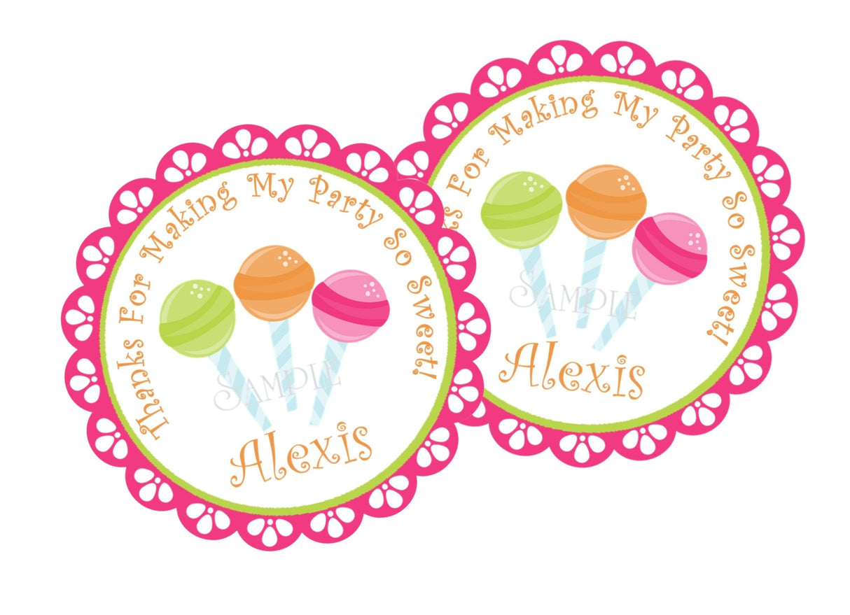 Lollipop birthday sticker with three candy pops