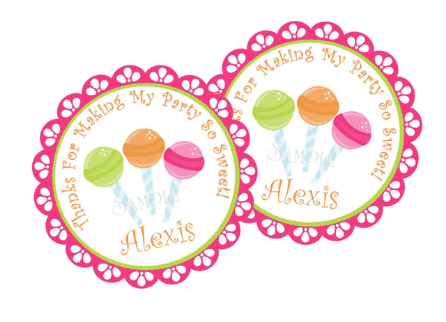 Lollipop birthday sticker with three candy pops