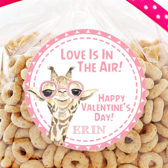 Love Is In The Air giraffe Valentine sticker