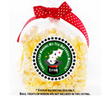 Magic show green birthday sticker with star accents