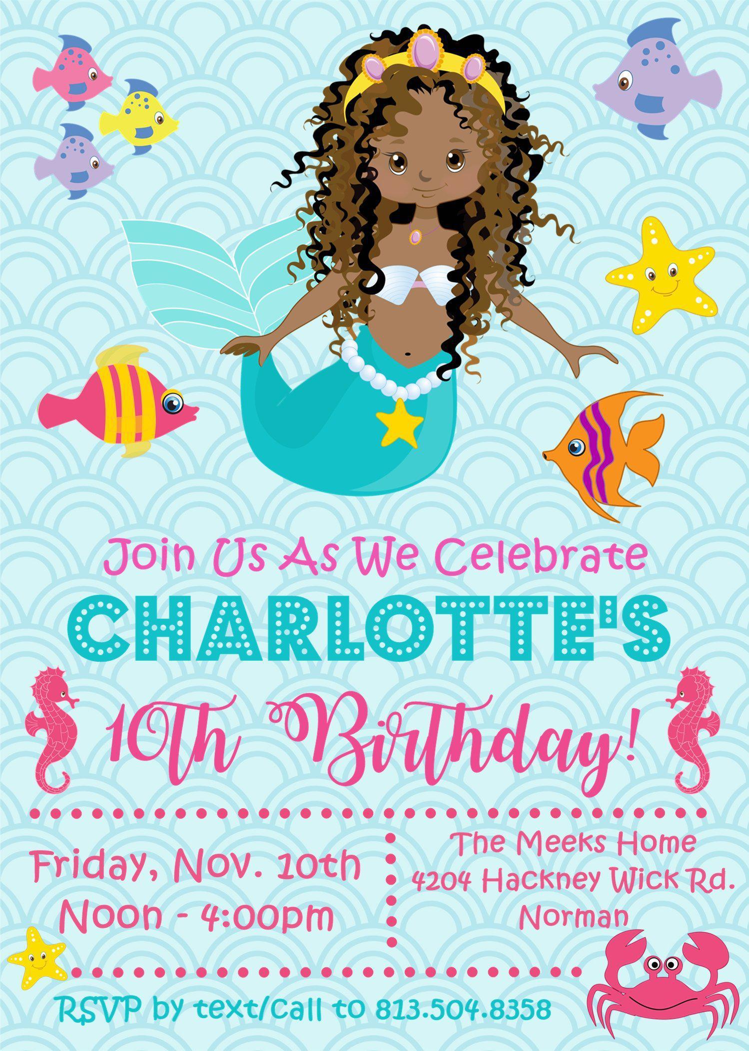 Mermaid Birthday Party Invitations