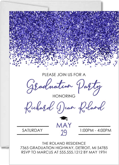 Midnight Blue Graduation Party Invitations