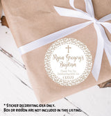 Minimalist botanical Baptism sticker design