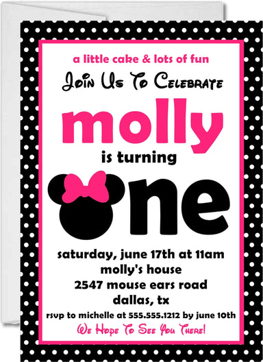Minnie Mouse 1st Birthday Party Invitations