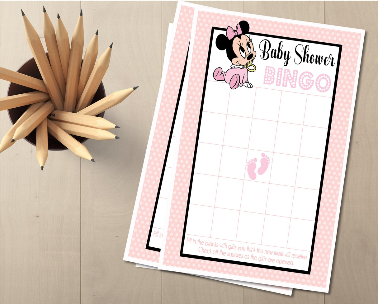 Minnie Mouse Baby Shower Bingo Cards