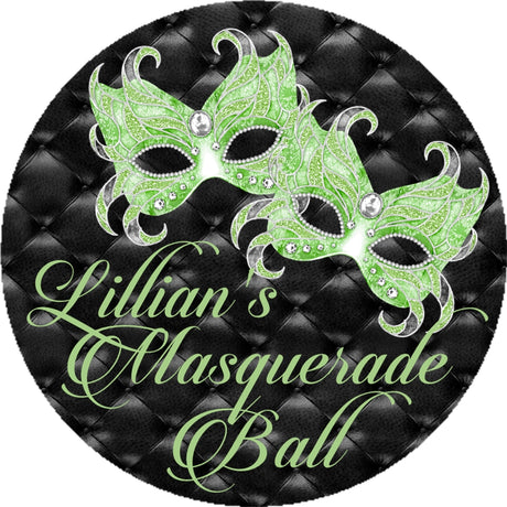 Mint green masquerade party sticker favor labels