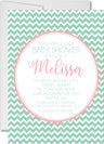 Mint pink chevron baby shower invitations colorful zig zag pattern design