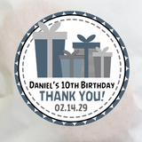 Modern gift box birthday favor label design