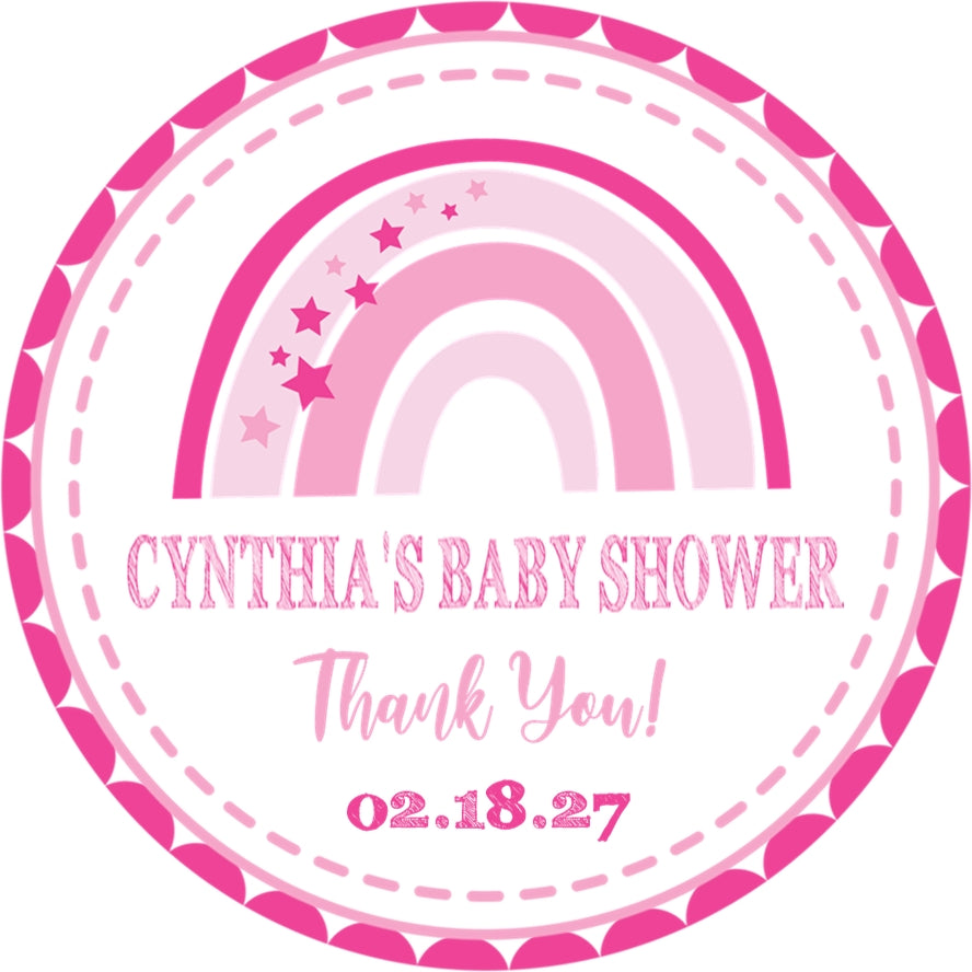 Modern pink rainbow baby sprinkle sticker