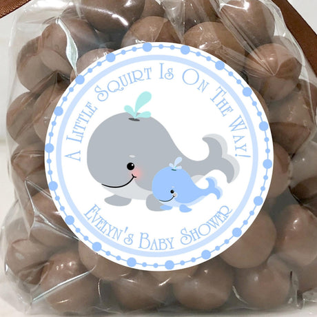 Mom and baby whale baby shower stickers
