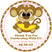 Monkey baby shower sticker with banana and pink bow girl design