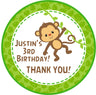 Monkey birthday sticker green jungle design