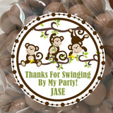 Monkey trio jungle birthday sticker