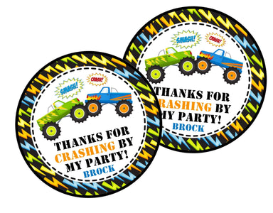 Monster Truck Birthday Party Stickers Or Favor Tags