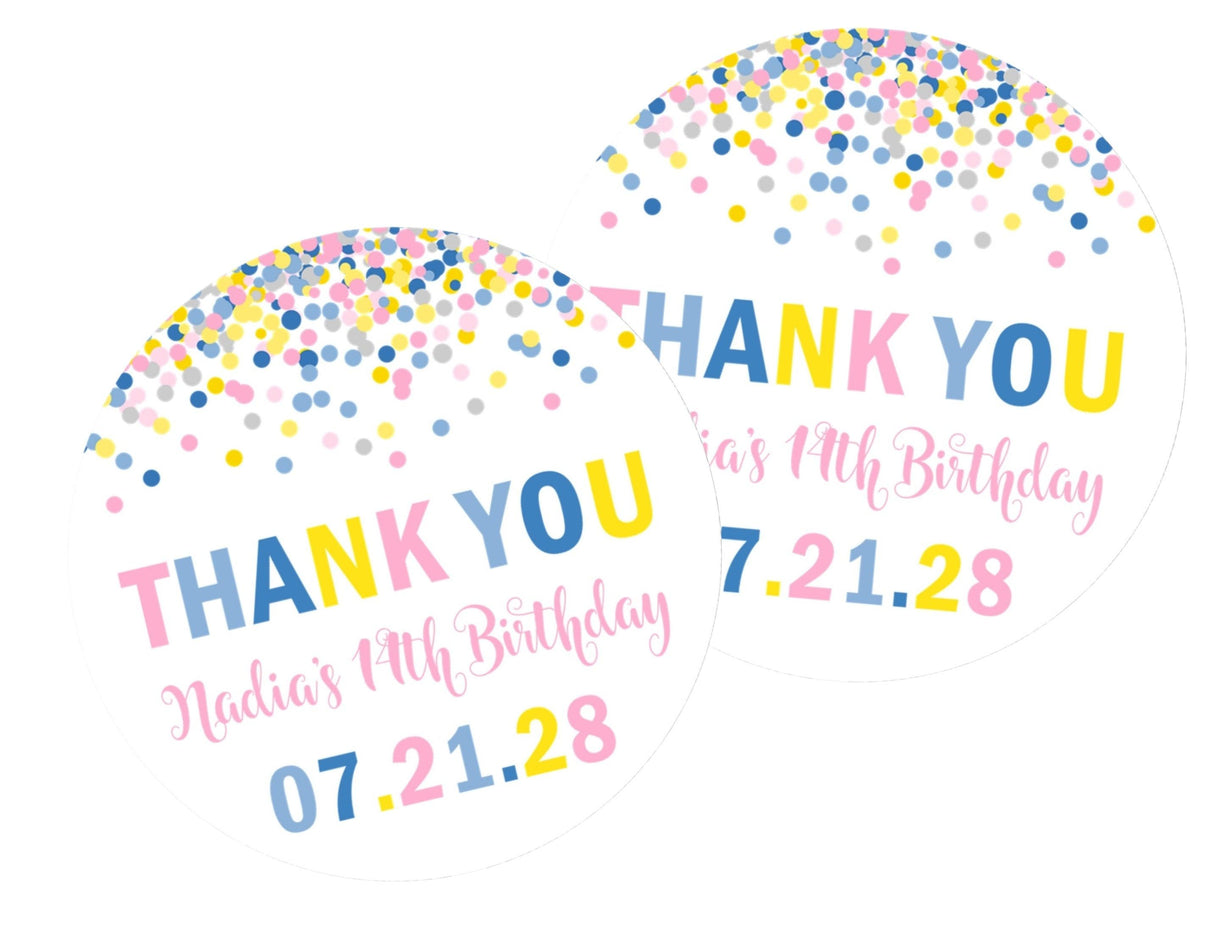 Multicolor pastel confetti party favor label
