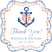 Nautical-themed thank you sticker with seahorses, anchor, and decorative border on a white background.