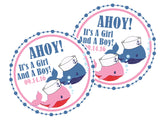 Nautical “Ahoy It’s a Girl and a Boy” baby shower favor label