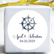 Nautical anchor wedding sticker with blue floral design