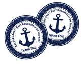 Nautical baby shower favor label with whales and anchor