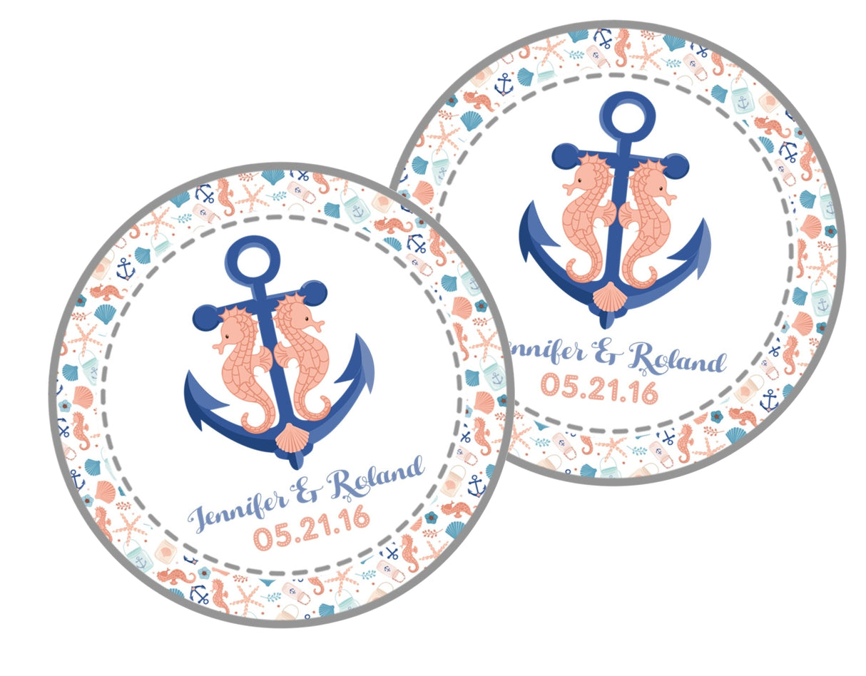 Nautical wedding favor label