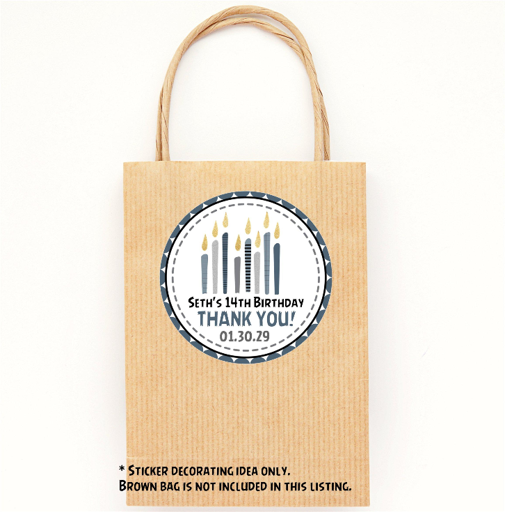 Navy and grey birthday party sticker design